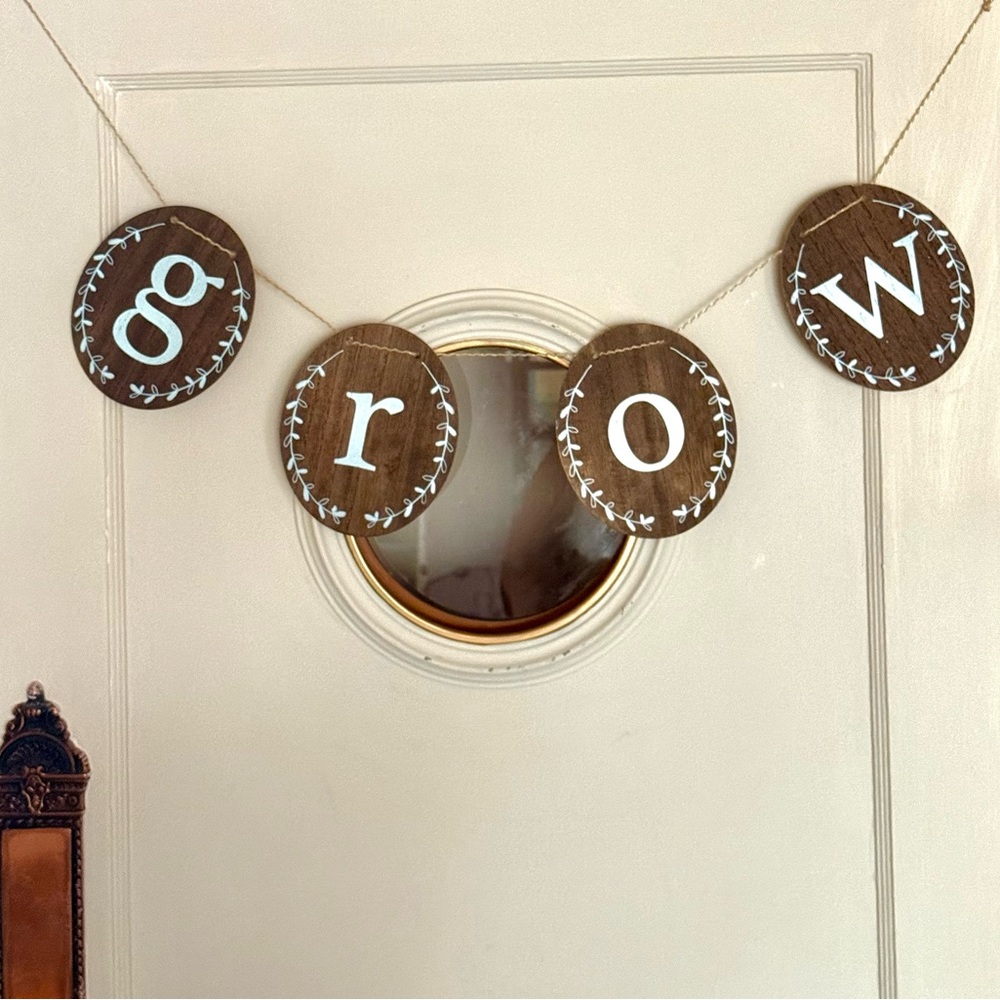 TARGET “Almost Vintage”,Spring”Grow”Banner,Blue & Brown,42”